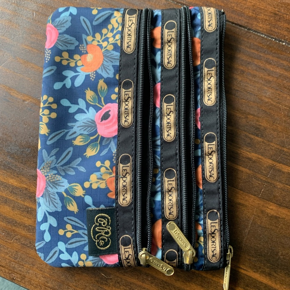 Lesportsac & rifle paper co makeup bag in navy floral